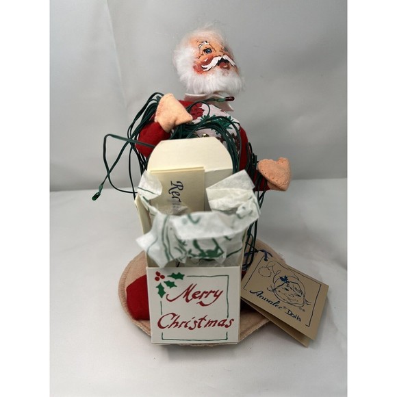 Vtg Annalee 1994 Santa Claus with Box of Tangled Lights #5241 - Lights Up NWT 8” - Picture 9 of 10